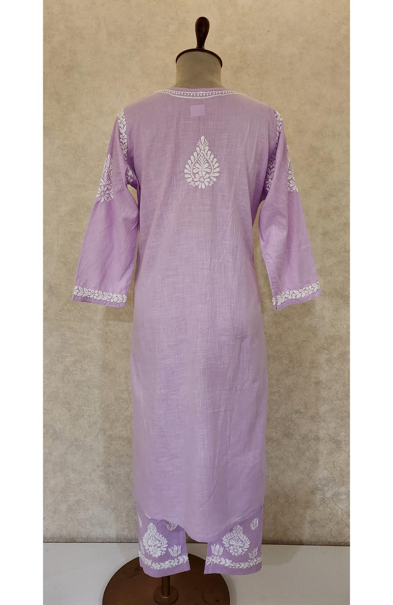 Lavender Cotton Chikankari Kurta & Pant Set