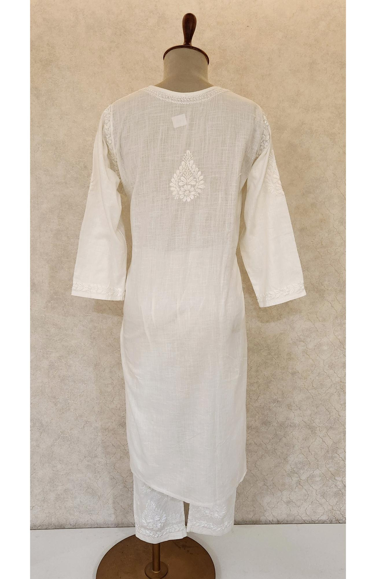 White Cotton Chikankari Kurta & Pant Set