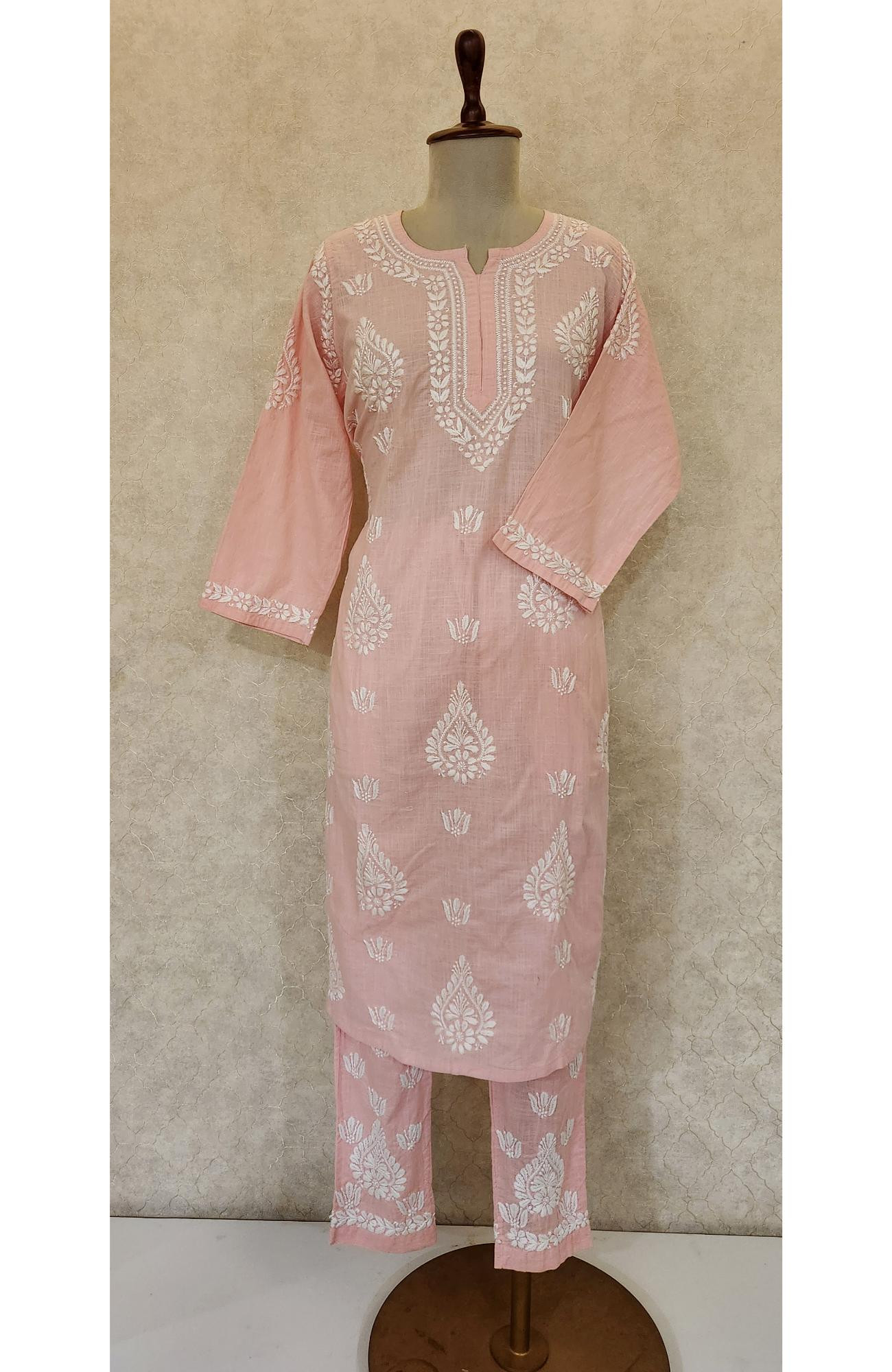 Baby Pink Cotton Chikankari Kurta & Pant Set