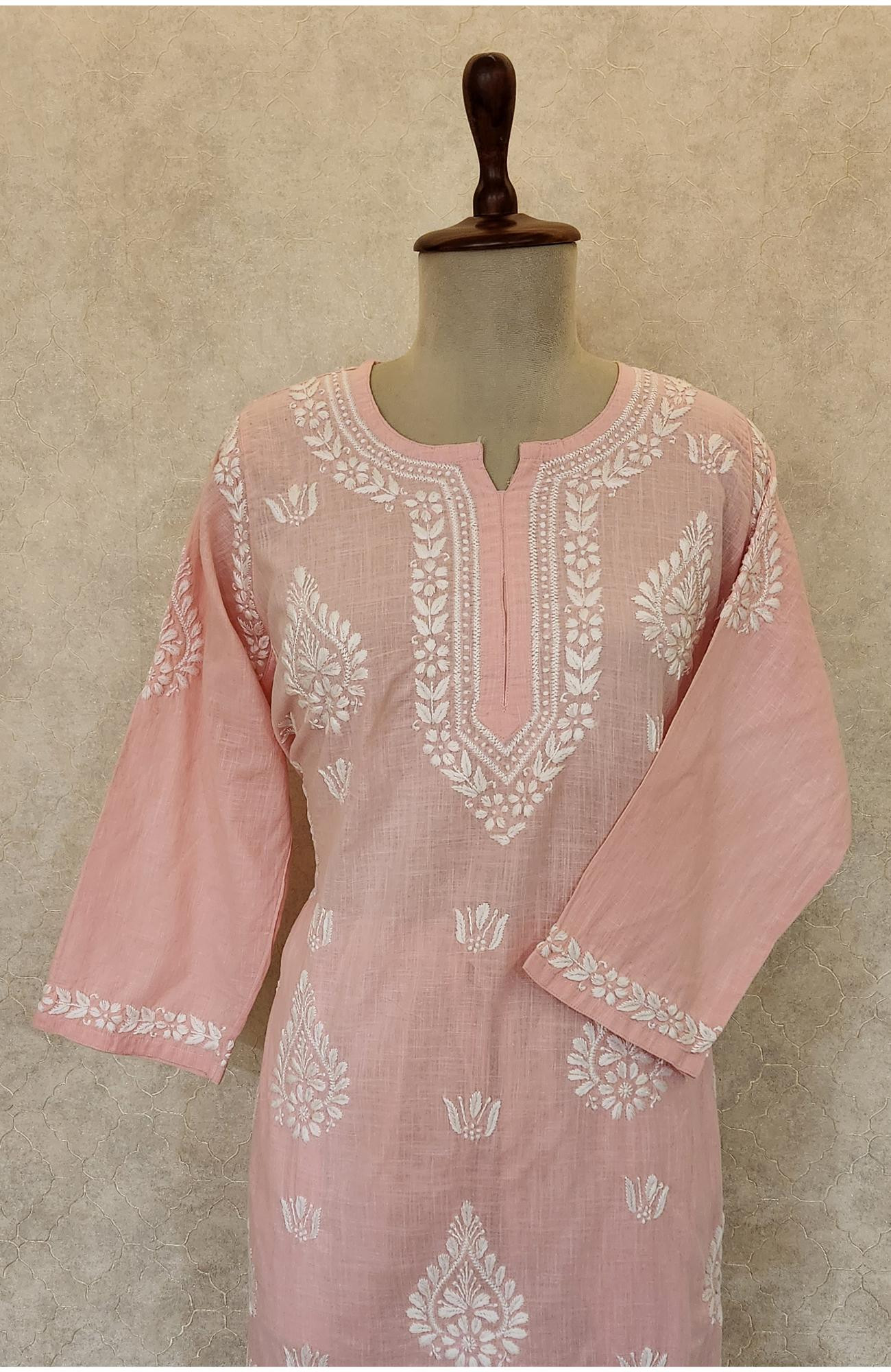 Baby Pink Cotton Chikankari Kurta & Pant Set