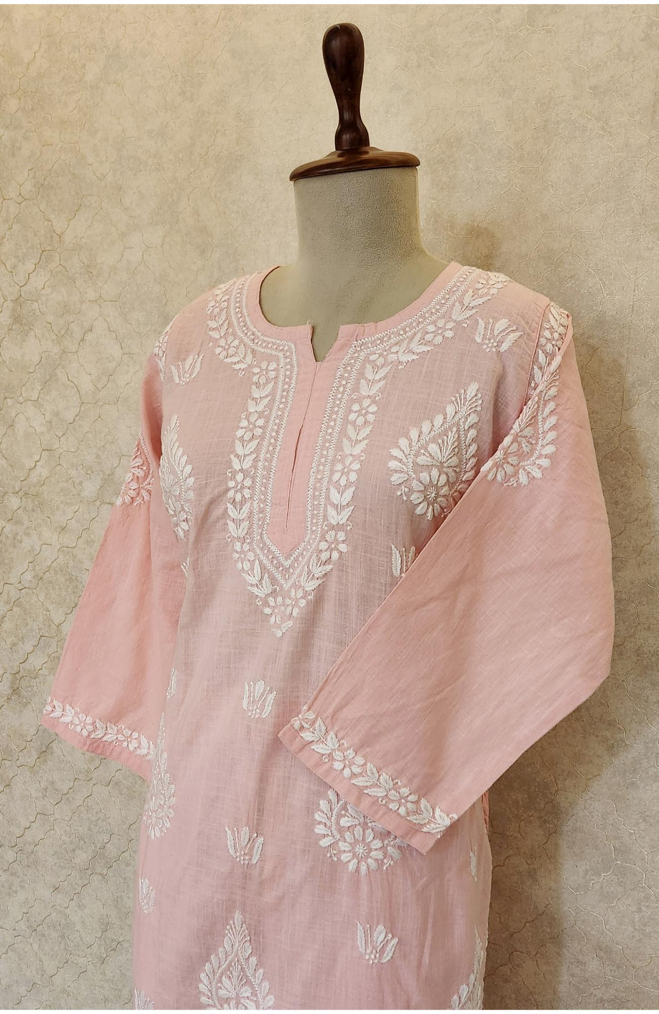 Baby Pink Cotton Chikankari Kurta & Pant Set