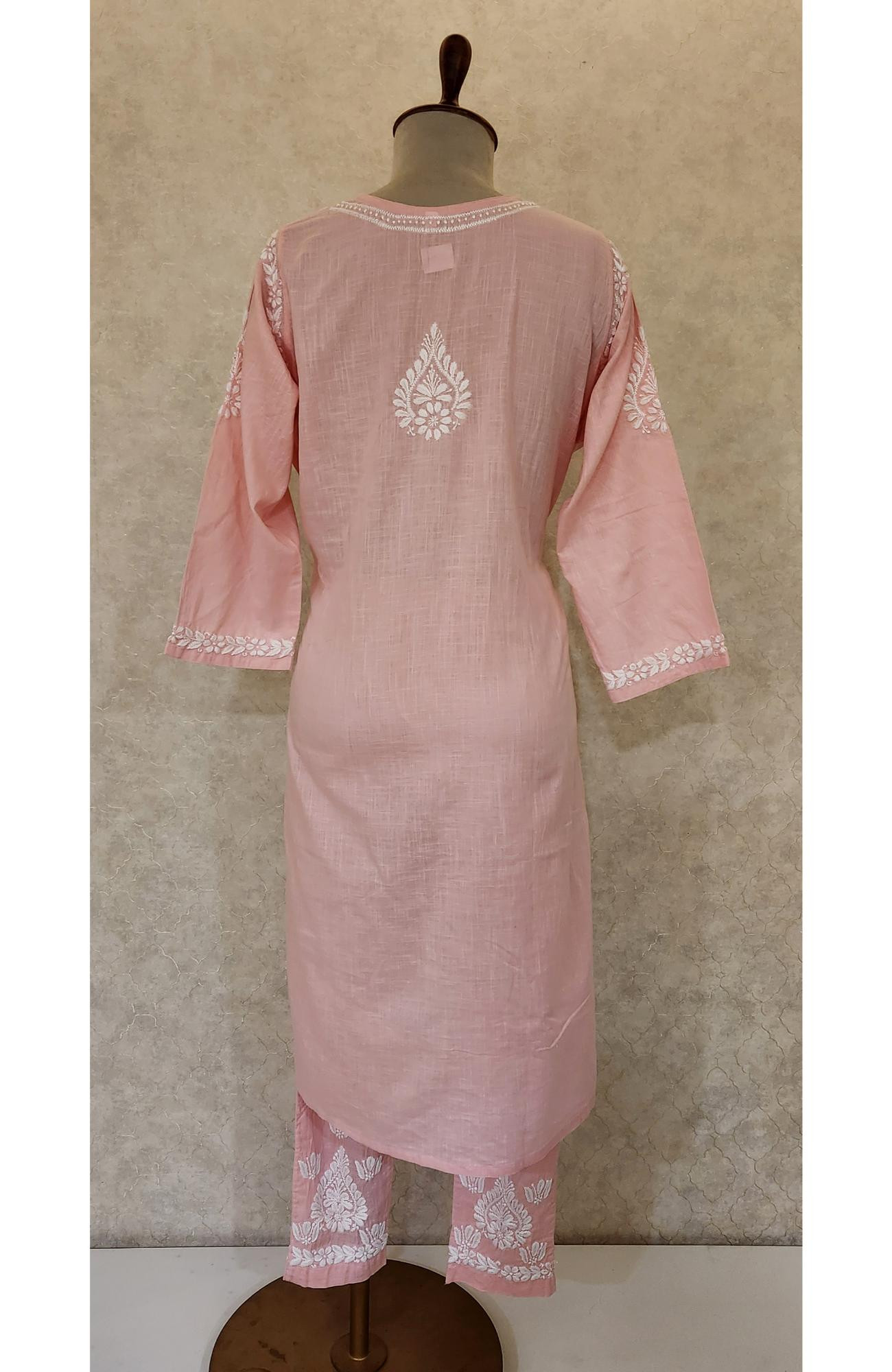 Baby Pink Cotton Chikankari Kurta & Pant Set