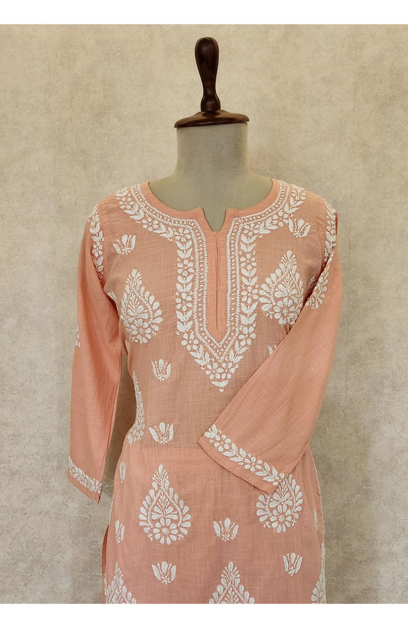 Pink  Cotton Chikankari Kurta & Pant Set