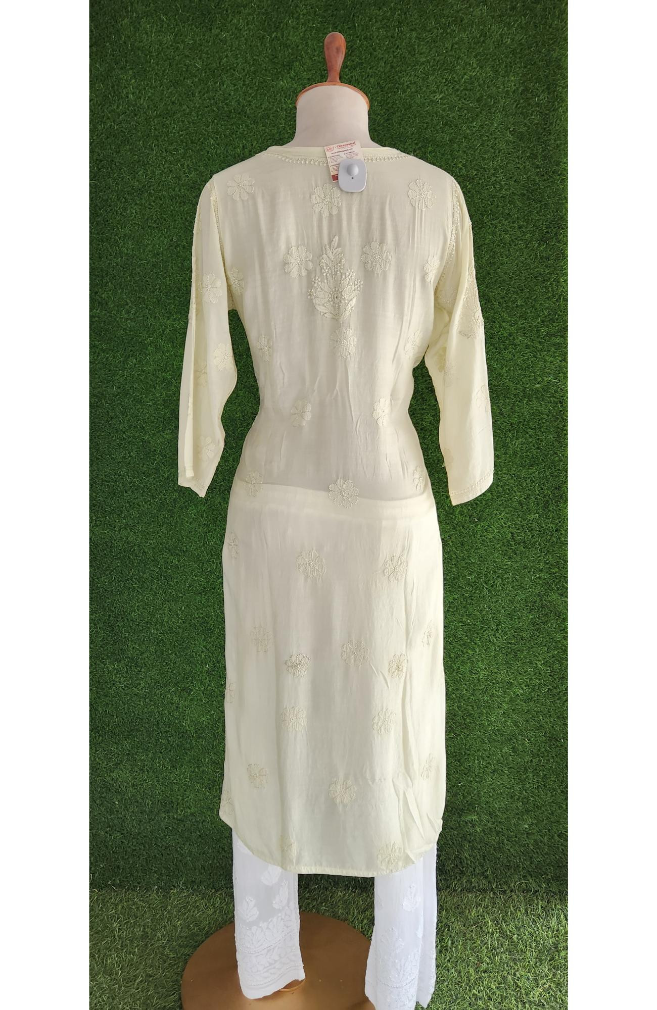 Pista Green Muslin Hand Embroidered Chikankari Kurti