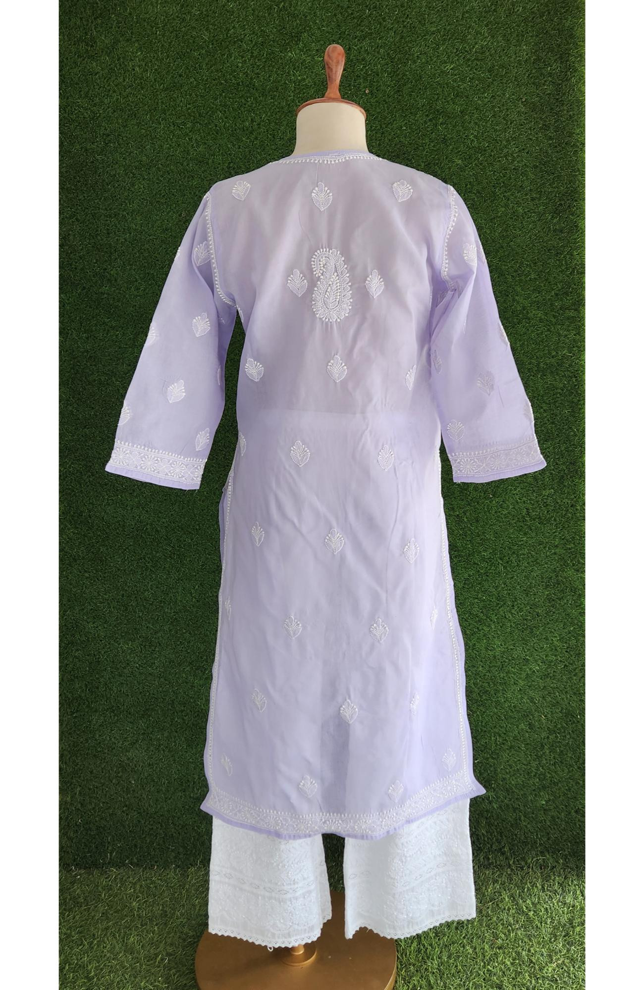 Lavender Cotton Hand Embroidered Chikankari Kurti