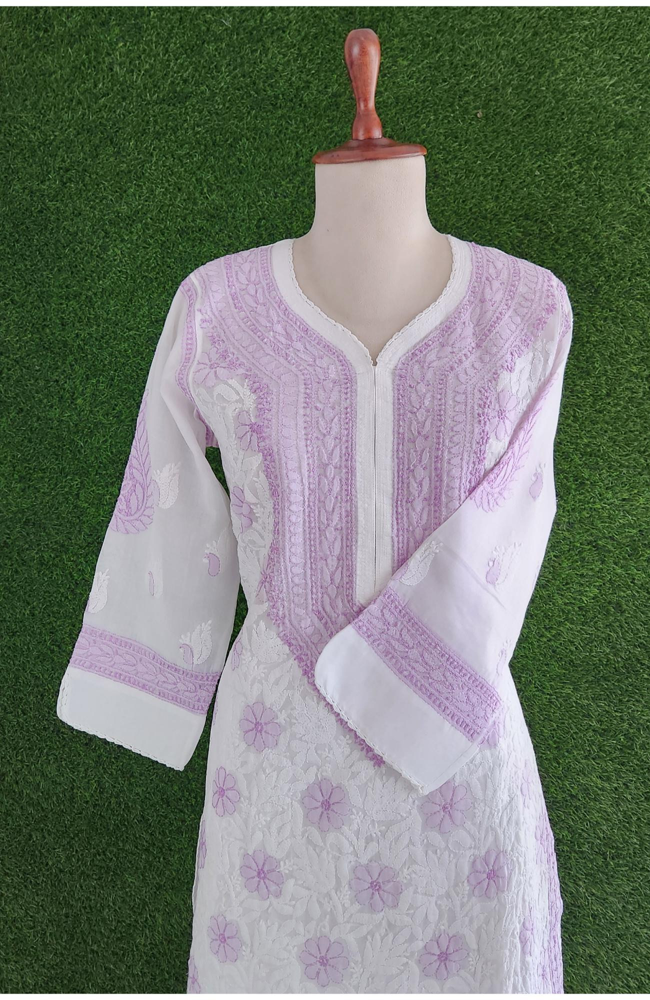 White Cotton Hand Embroidered Chikankari Kurti