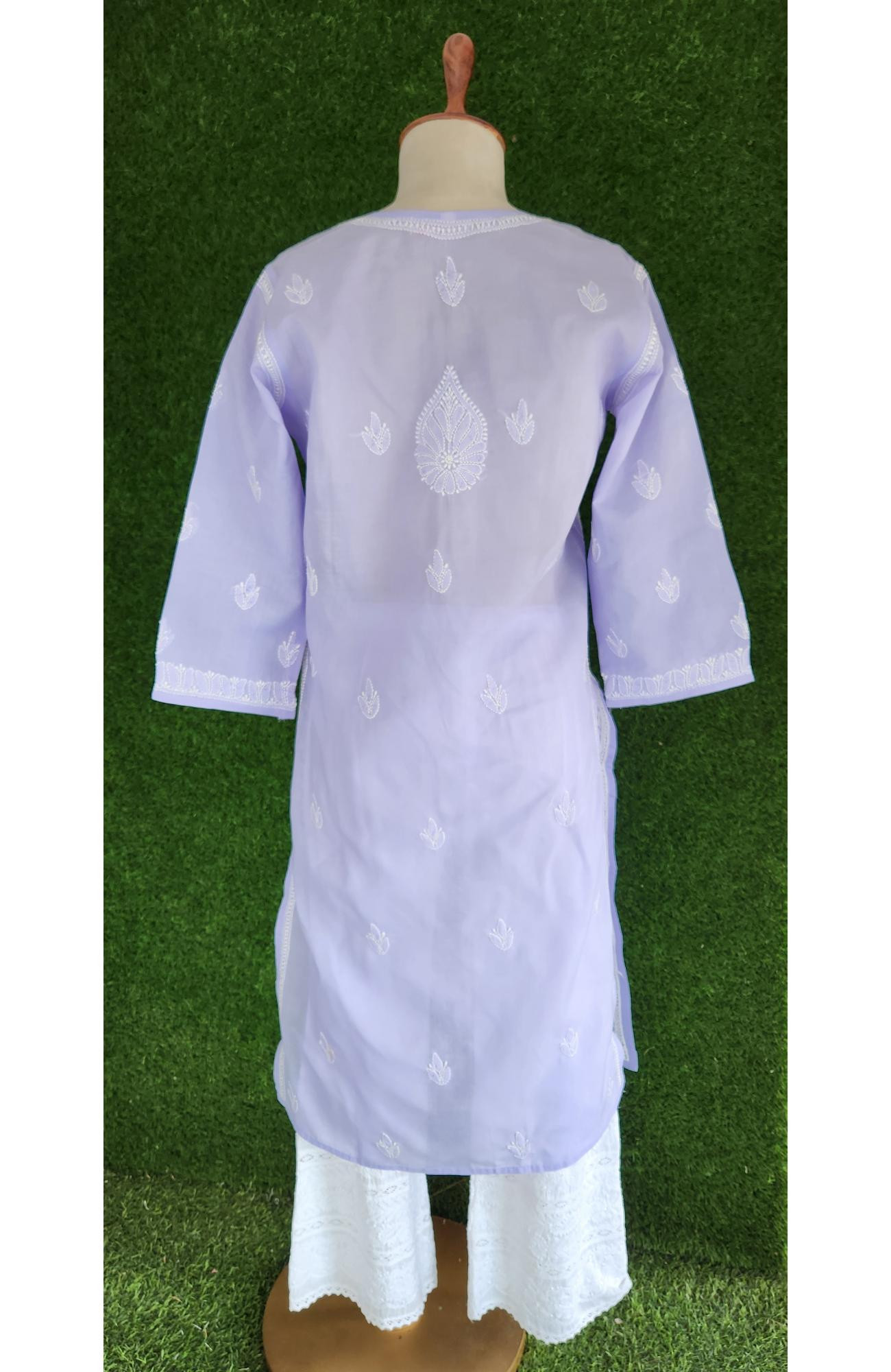 Lavender Cotton Hand Embroidered Chikankari Kurti