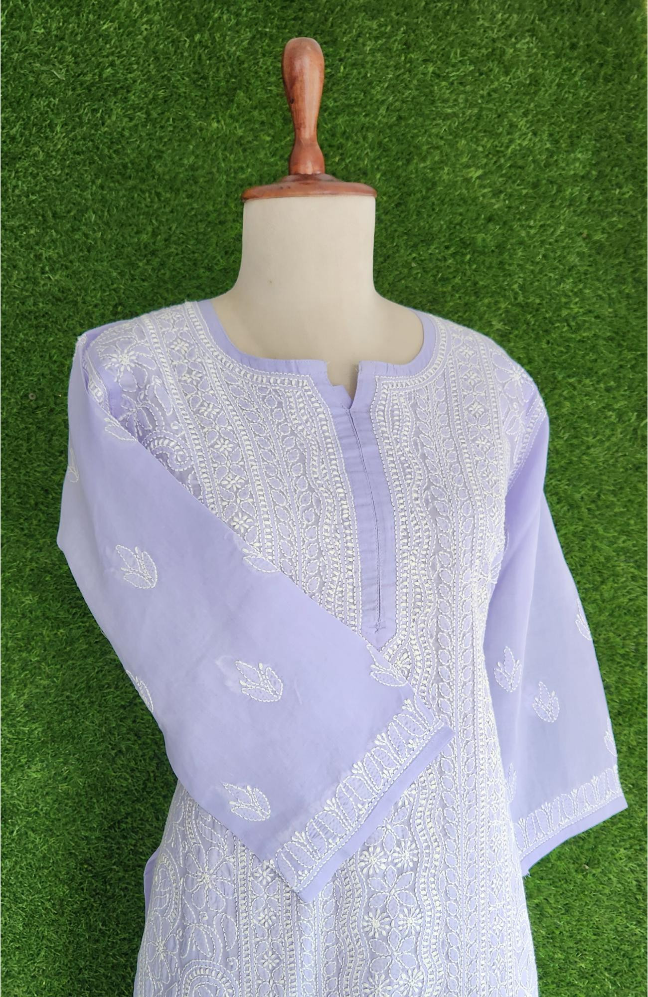 Lavender Cotton Hand Embroidered Chikankari Kurti