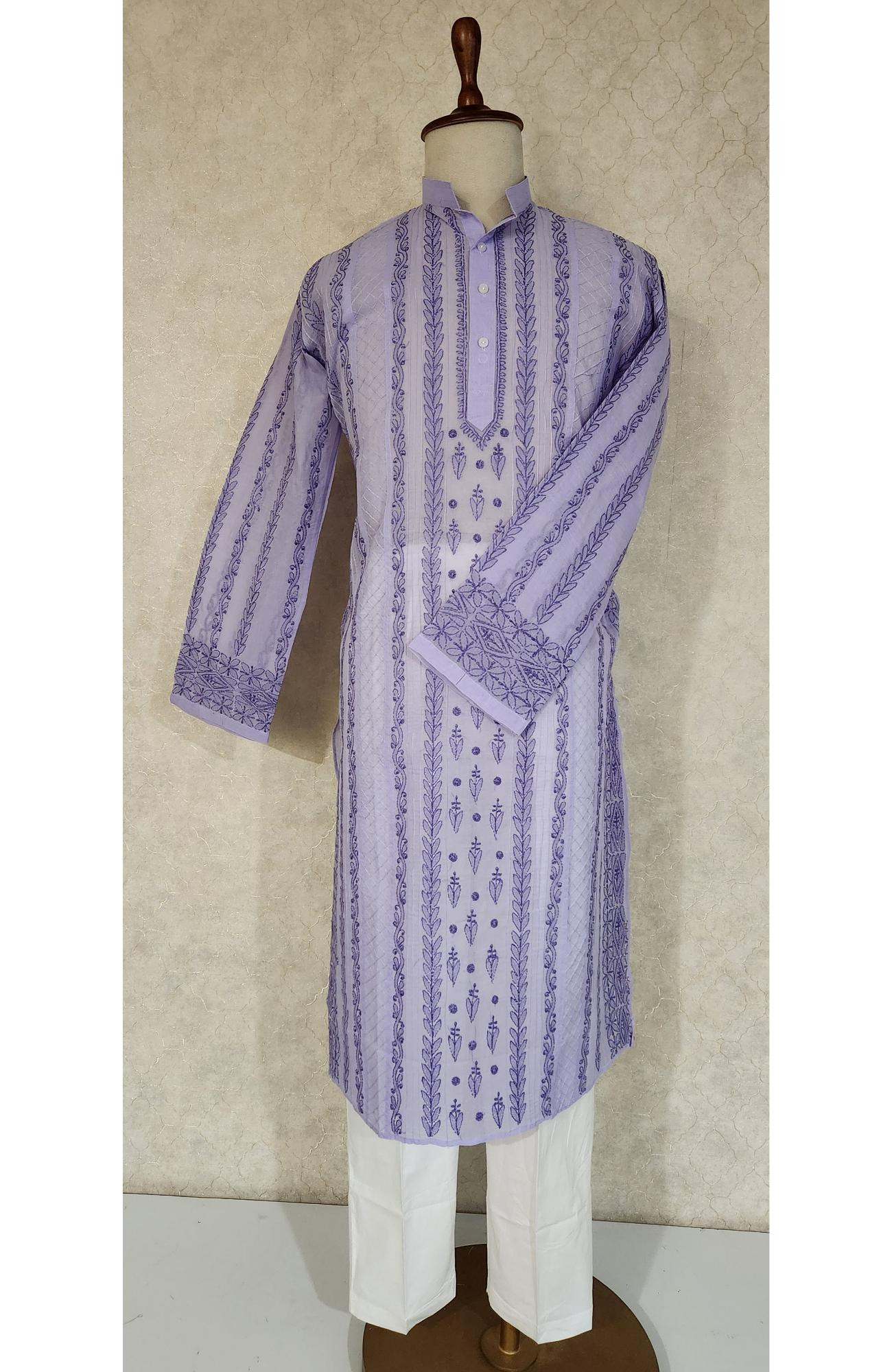 Lavender Cotton Chikankari Kurta