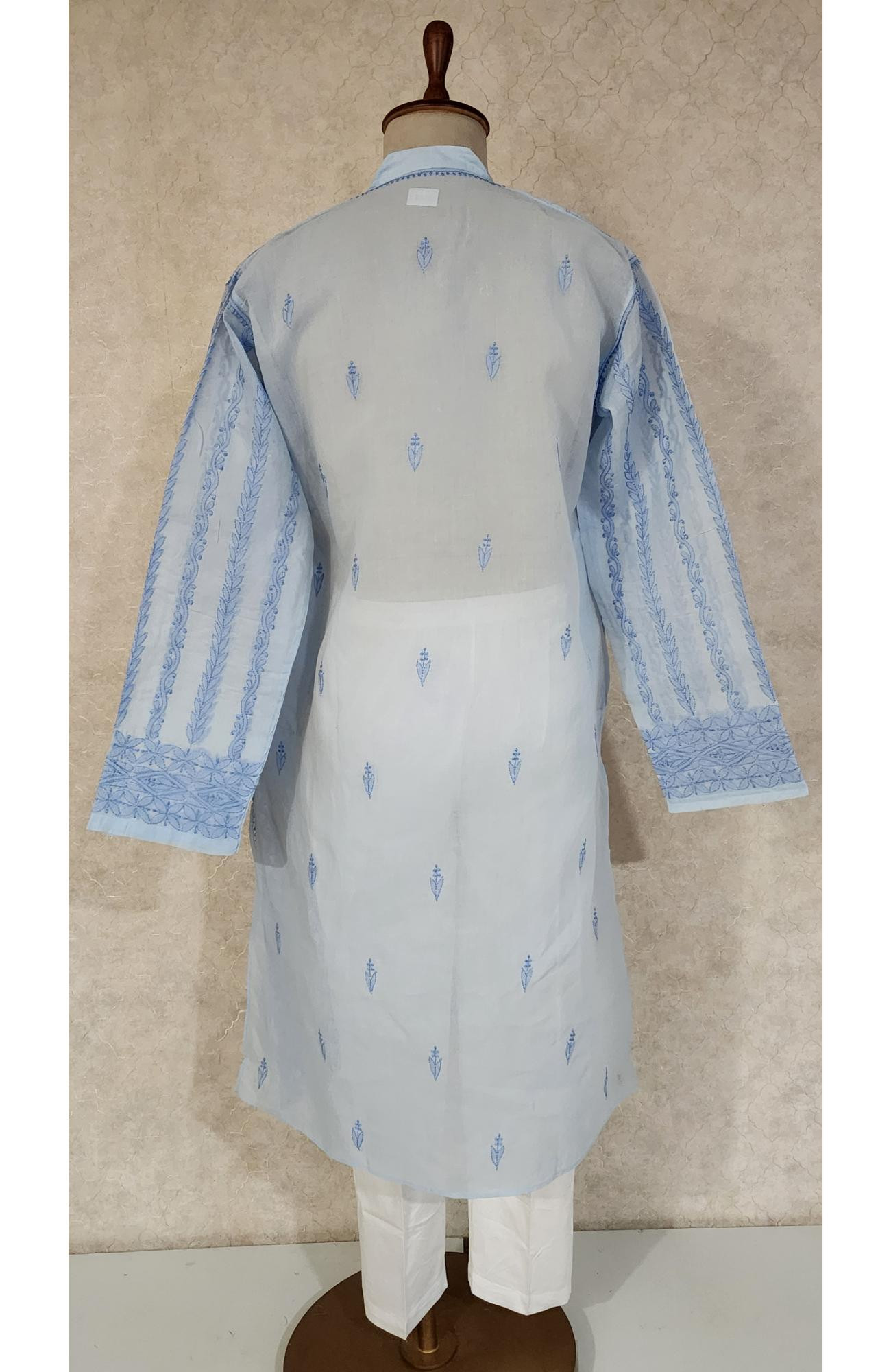 Sky Blue Cotton Chikankari Kurta