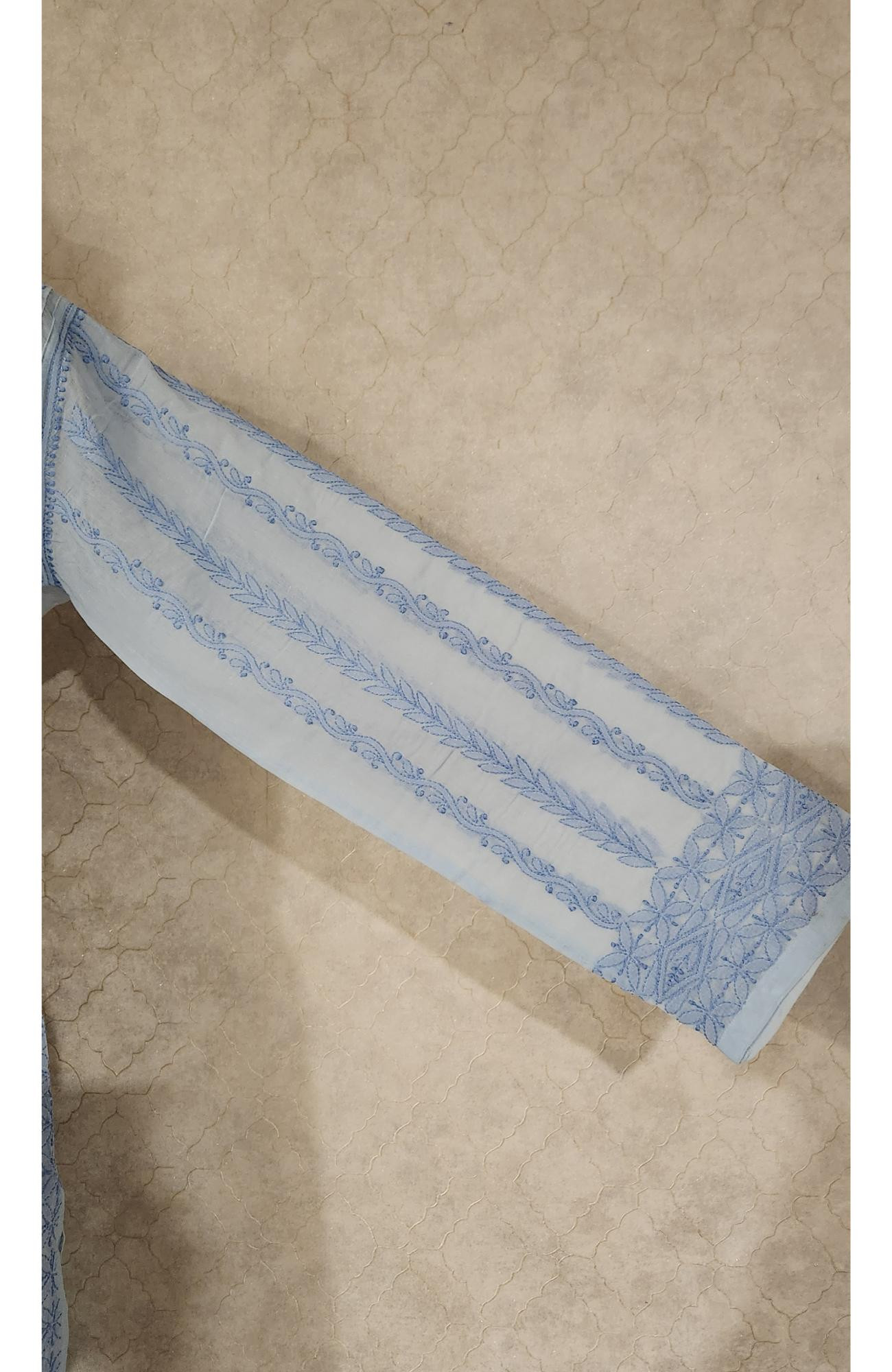 Sky Blue Cotton Chikankari Kurta