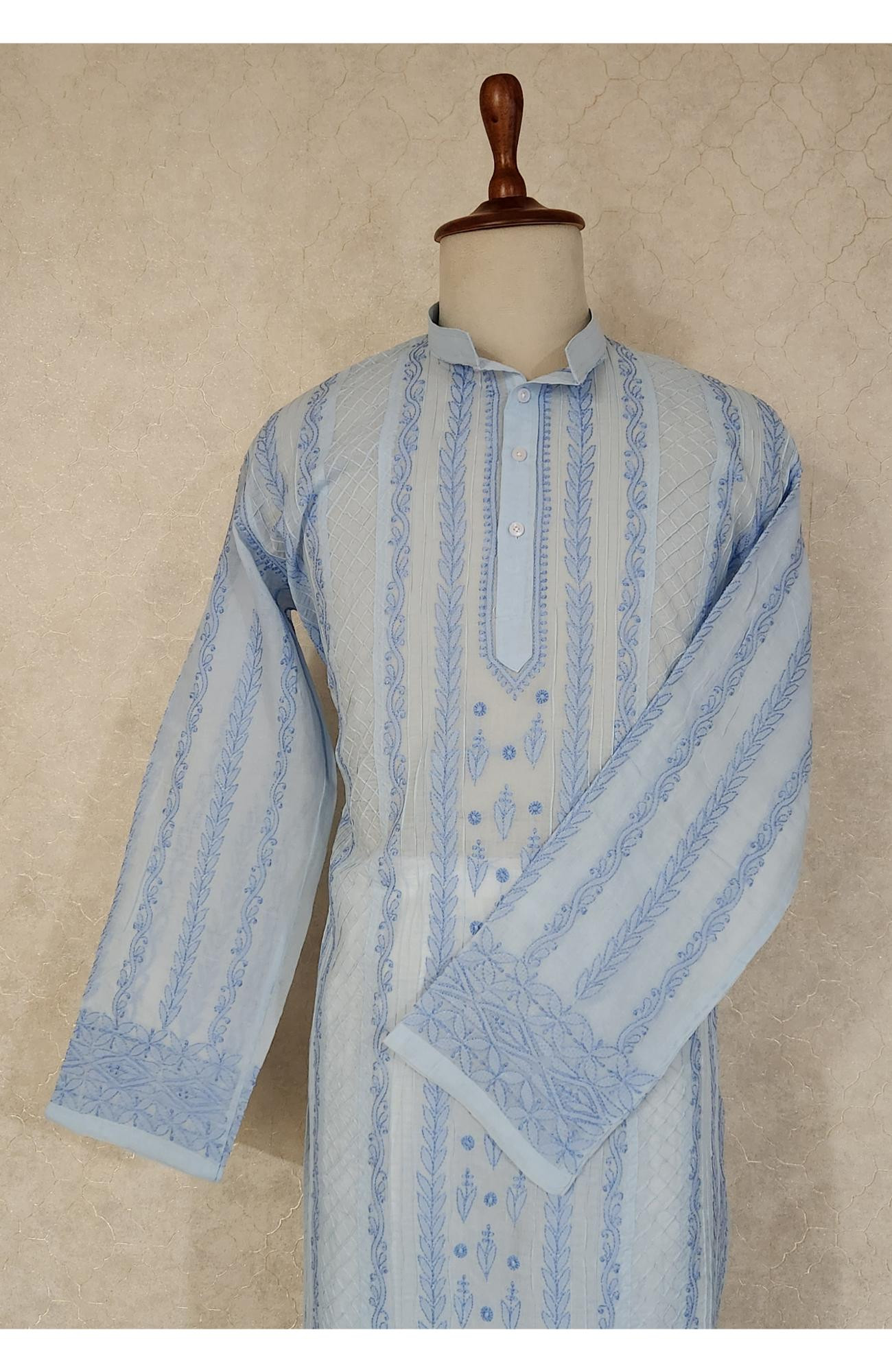 Sky Blue Cotton Chikankari Kurta