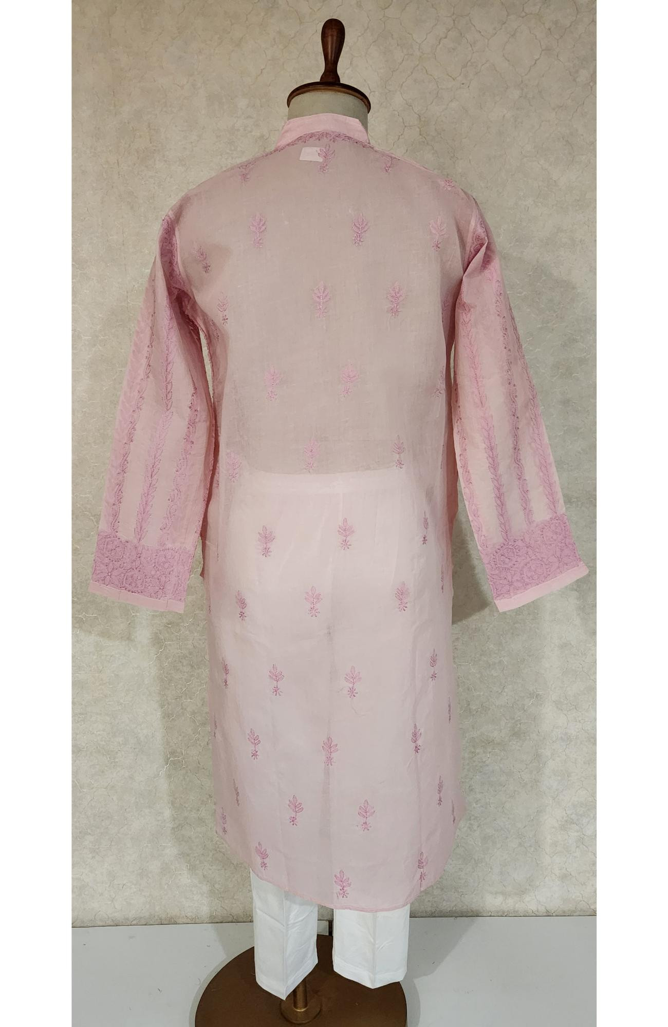 Onion Pink Cotton  Chikankari Kurta
