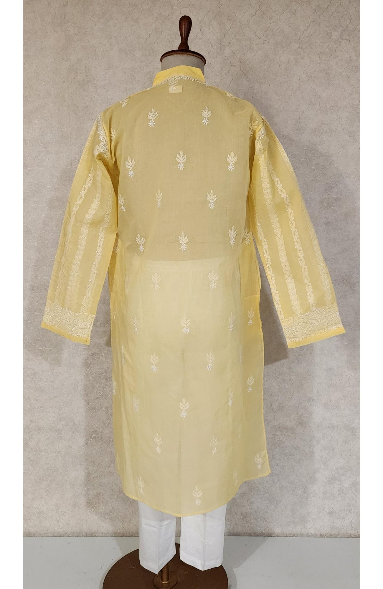Yellow Cotton  Chikankari Kurta