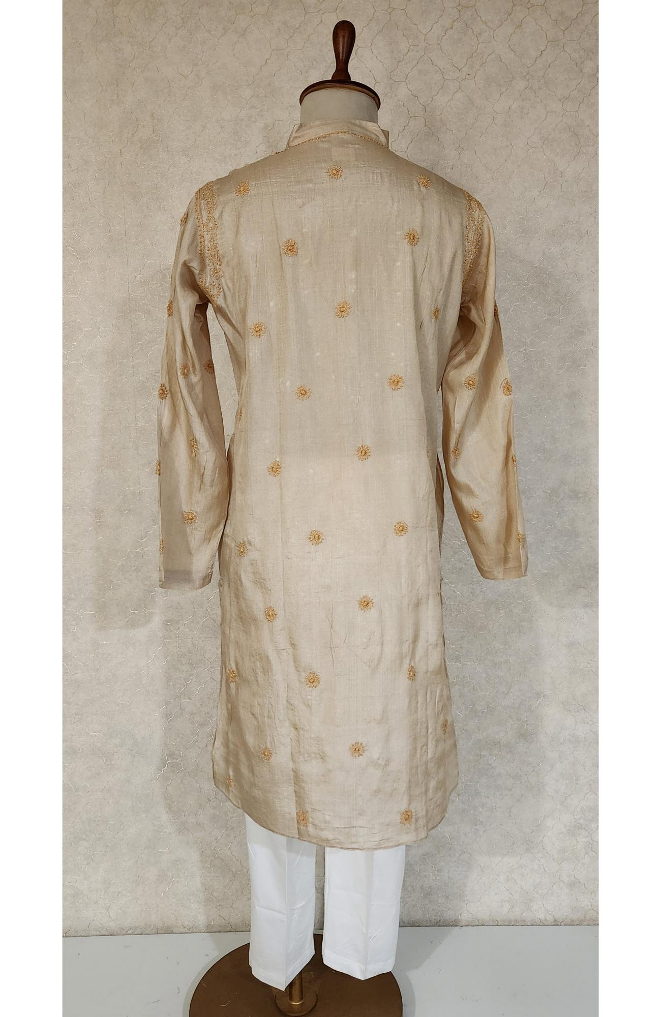 Golden Brown Tusser Chikankari Kurta