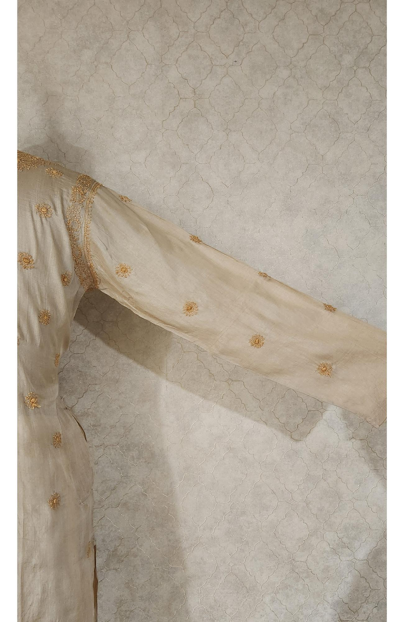Golden Brown Tusser Chikankari Kurta
