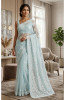 Sea Green Faux Georgette Hand Embroidered Chikankari  Saree