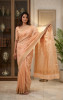 Peach Hand Embroidered Chanderi Chikankari Saree