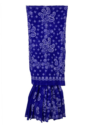 Chhangamal Skirt Boder with Heavy Palla Royal Blue Faux Georgette Designer Saree With Blouse S9071