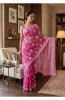 Rani Pink  Faux Georgette  Hand Embroidered Chikankari Saree I Rohia