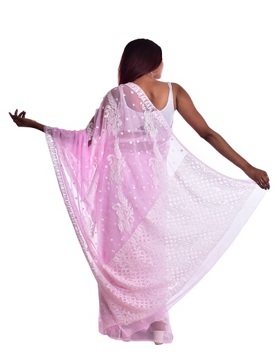Chhangamal Hand Embroidered Georgette Chikankari Saree