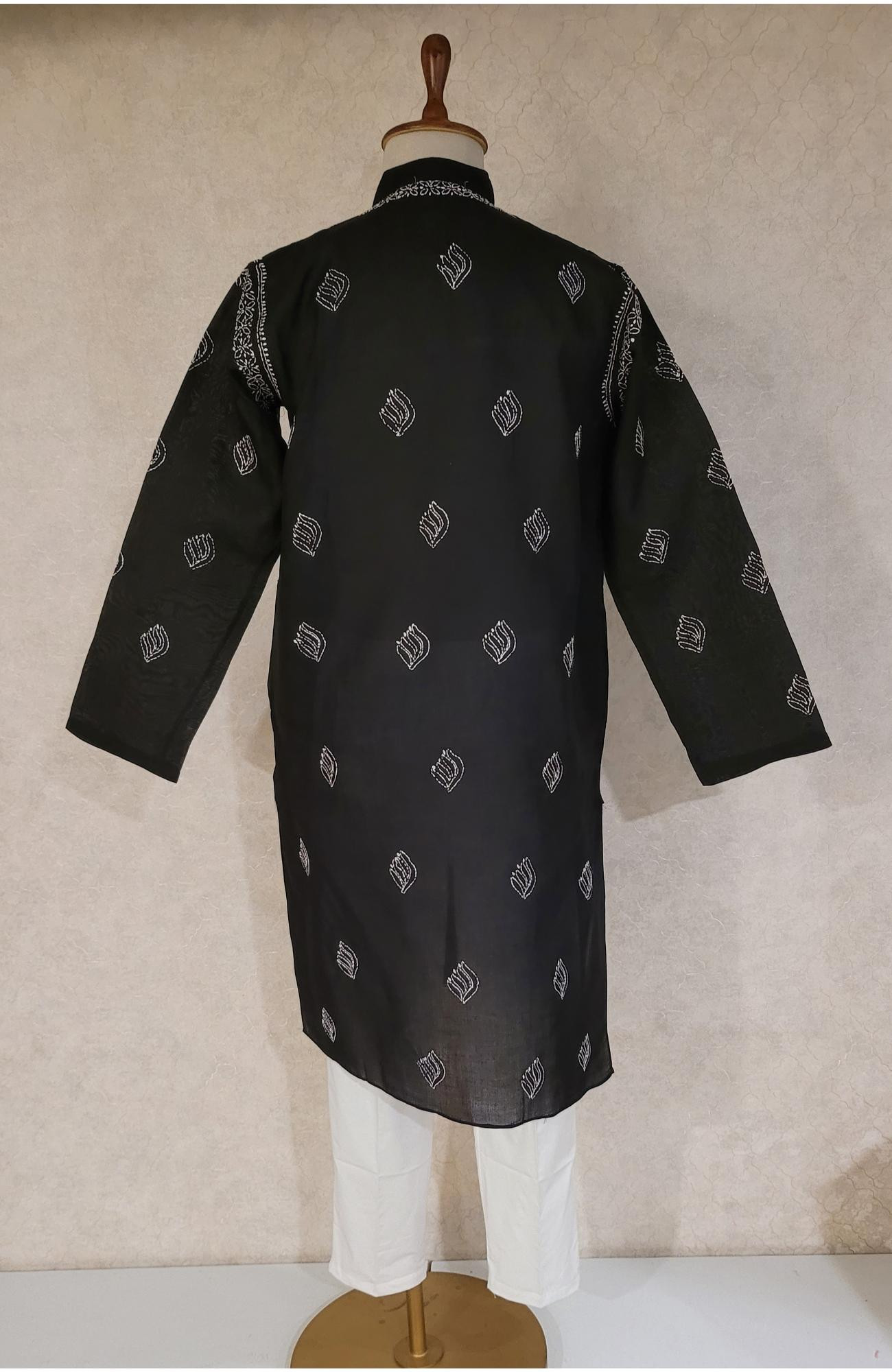 Black Cotton Chikankari Kurta