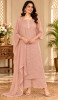 Chhangamal Hand-Embroidered Rose Gold Viscous Georgette Chikankari Stitched Co-Ord Set