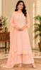 Chhangamal Hand-Embroidered Peach Viscous Georgette Chikankari Stitched Co-Ord Set