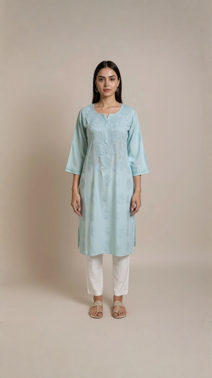 Light Green Muslin Chikankari Kurta