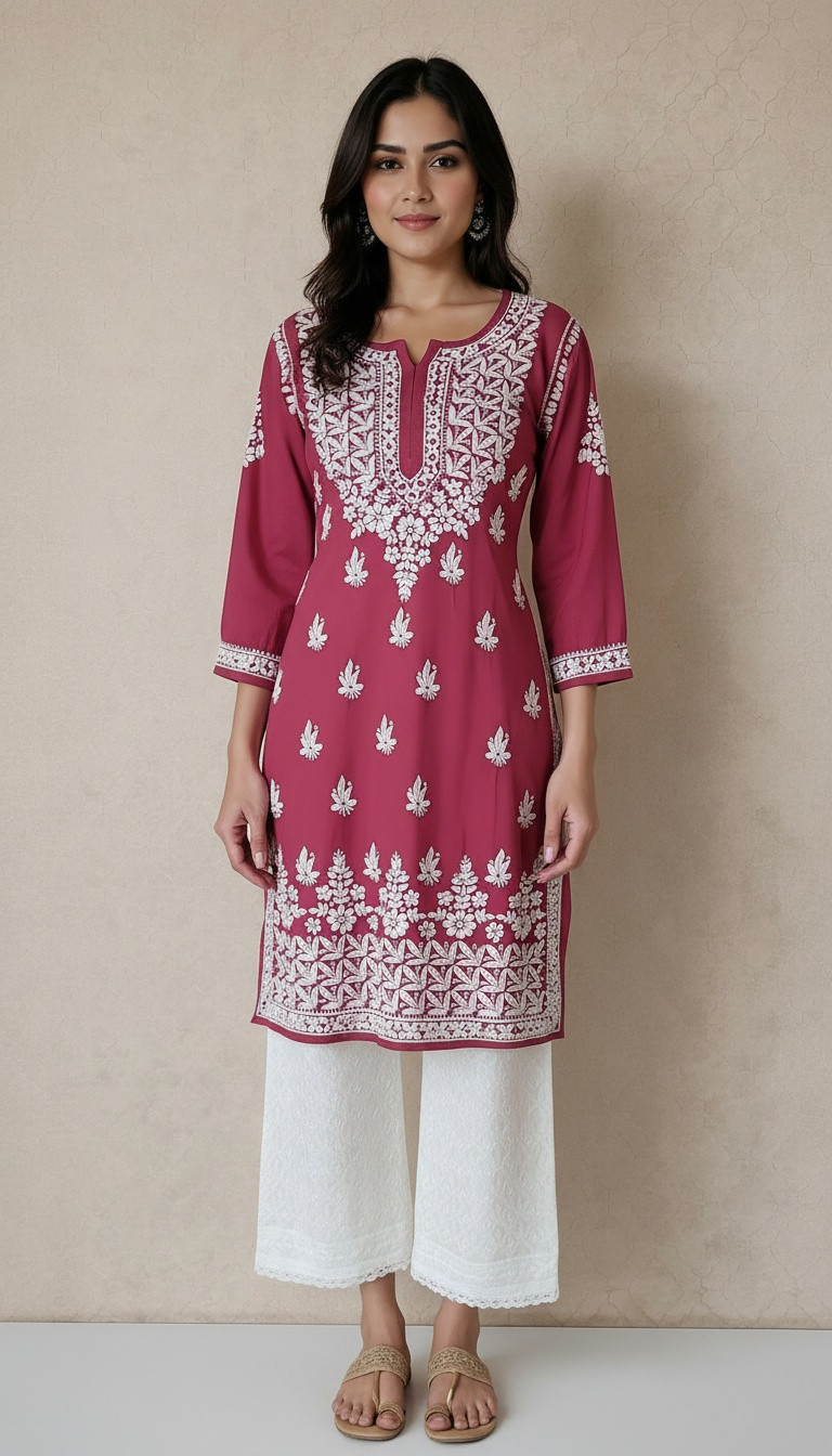 Magenta Modal Chikankari Kurta