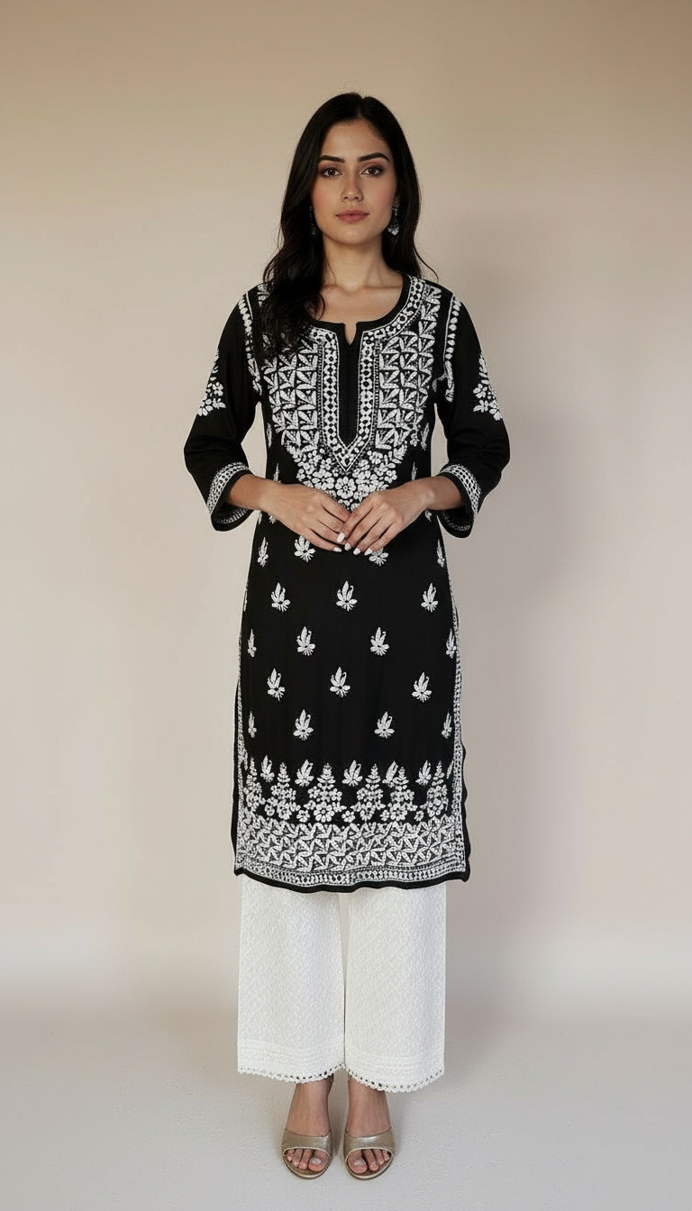Black Modal Chikankari Kurta