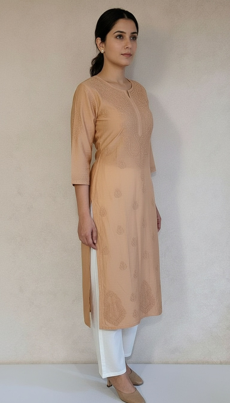 Ombre Chanderi Chikankari Kurta