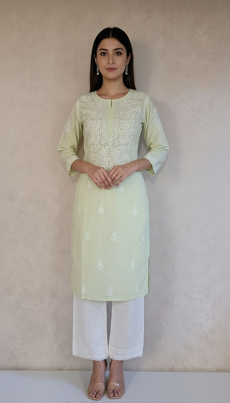 Blush Pink Cambric Cotton Chikankari Kurta