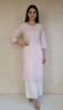 Baby Pink Combric  Cotton Chikankari Kurta