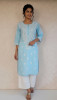 Sky Blue Slub Cotton Chikankari Kurta