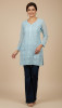 Teal Blue Pure Georgette Chikankari Short Top