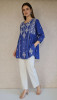 Royal Blue Muslin Chikankari Short Top
