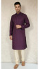 Wine Raw Silk Hakoba Kurta Set