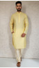 Light Yellow Raw Silk Hakoba Kurta Set