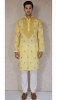 Yellow Cotton Linen Chikankari Kurta