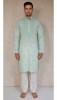 Sea Green Cotton Linen Chikankari Kurta