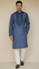 Grayish Blue Khadi Cotton Chikankari Kurta
