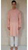 Peach Pink Khadi Cotton Chikankari Kurta