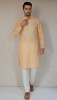 Peach Cotton Linen Chikankari Kurta