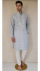 Gray Cotton Linen Chikankari Kurta