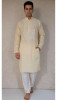 Beige Cotton Linen Chikankari Kurta
