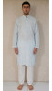 Blue Cotton Linen Chikankari Kurta
