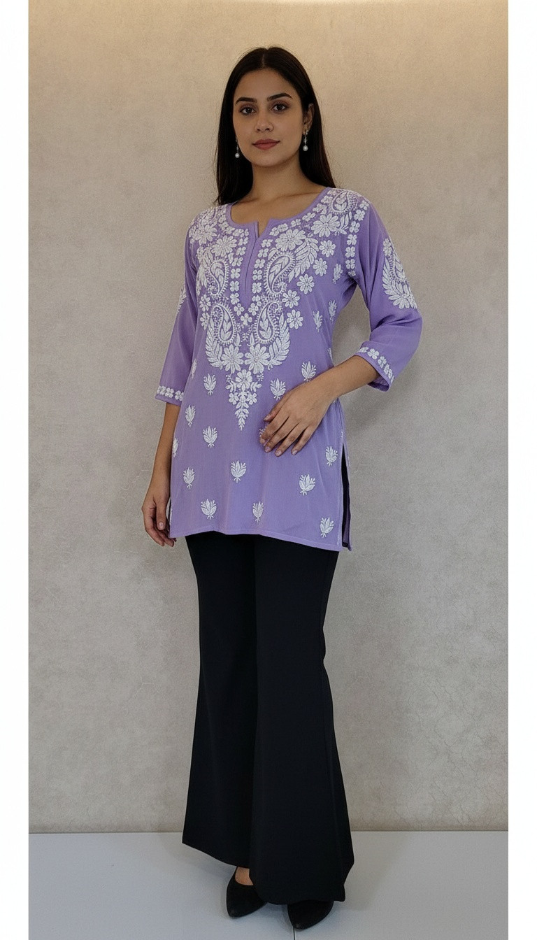 Purple Modal Chikankari Short Top