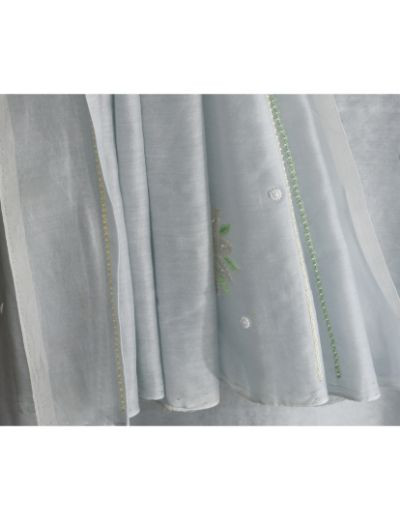 Chhangamal Hand Embroidered  Gray Colour Unstitched Chanderi Chikankari Suit Length