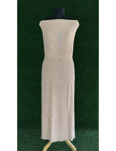 Chhangamal Hand Embroidered Almond Brown Colour Pure Georgette Chikankari Kurta Piece